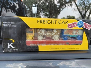 Lionel/K-line 6-21237 Flat Car con 3 carri da circo Ringling Bros SPEDIZIONE GRATUITA - Foto 1 di 6