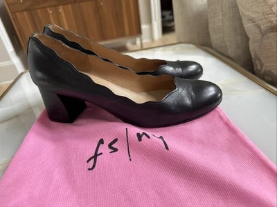 French Sole FS/NY Trini Black Leather Pump w/ Block Heel- Size 10 made in Spain - Image 1 of 4