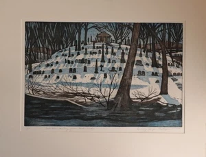 Lindsay Makepeace 1978 acquaforte Oak Hill Cemetery Rock Creek Park Washington DC - Foto 1 di 24