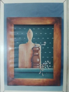 DEANNE FORTNAM 1990 CUTTING BOARD PEPPER MILL STILL LIFE PAINTING PATTERN  - Picture 1 of 3