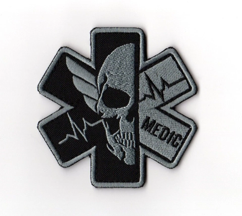 Medic Skull Patch I Military Paramedic EMS EMT Heart Monitor Army Symbol Logo - Image 1 of 1
