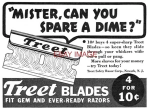 1937 Advert for TREET Safety Razor Blades Vintage Original Shaving Print Ad 735V - Picture 1 of 1