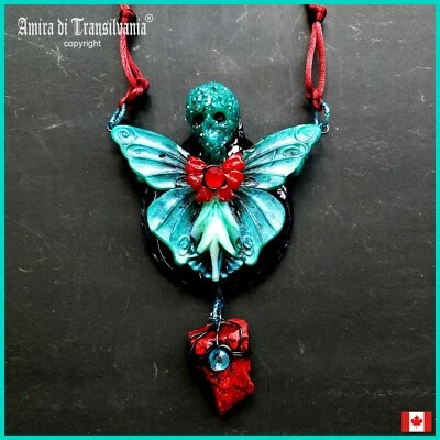 Art Deco Nouveau Joyería Collar Colgante Retro Mariposa Luna Lunar Polilla Calavera Foto 1 de 4