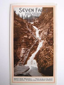 Seven Falls South Cheyenne Canon Highway Colorado Vintage Brochure Pamphlet - Picture 1 of 4