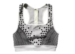 Fabletics NWT Star Seamless Sports Bra S Womens White with Black Stars Athletic - Picture 1 of 4