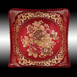 BURGUNDY FLOWERS TAPESTRY VELVET CUSHION COVER THROW PILLOW CASE CHAIR PAD 19" - Picture 1 of 6
