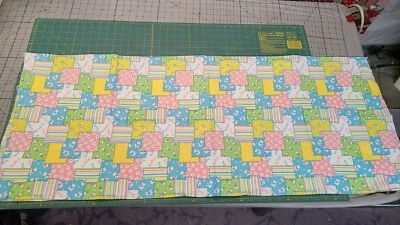 Vintage Retro Cute Baby Feedsack Cheater Quilt Cotton Fabric 1 yd 8"x36" Pastels - Image 1 of 4