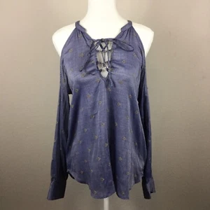 William Rast Womans Blue Cold Shoulder Blouse Size Small NWT - Picture 1 of 6