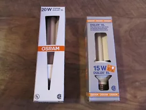 TWO OSRAM DULUX EL ENERGY SAVER LAMPS 20 WATT / 15 WATT - Picture 1 of 2