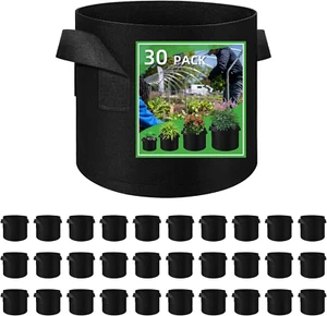 30 Pack 10 Gallon Plant Grow Bags, Breathable Felt Non-Woven Aeration Fabric Pla - Picture 1 of 9