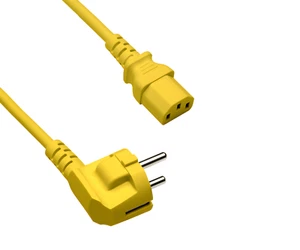 DINIC Netzkabel Europa CEE 7/7 90° auf C13, 0,75 mm², VDE, gelb, Länge 0,50m - Bild 1 von 6