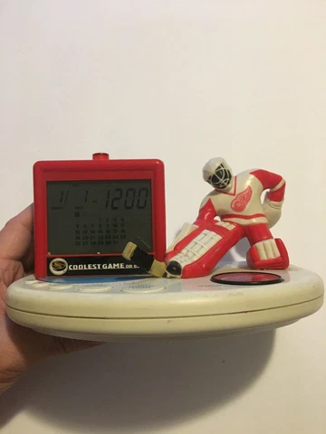 1990s NHL Detroit Red Wings Goalie Retro Digital Alarm Clock With Speech Button Cover