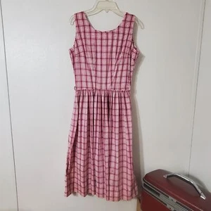Vintage Homemade Womens Dress Waist Dress Shades Of Pink Check - Picture 1 of 12
