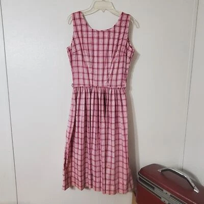 Vintage Homemade Womens Dress Waist Dress Shades Of Pink Check - Image 1 of 4