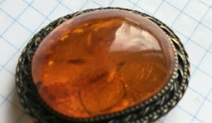 Vintage Amber brooch made in the USSR 1950-1960s jl472 - Picture 1 of 9
