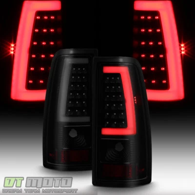 Black Smoke 1999-2006 GMC Sierra 99-02 Chevy Siverado LED Tube Tail Lights Lamps - Image 1 of 4