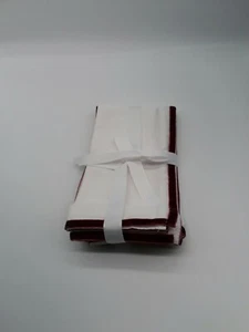 Navy Velvet Edge White Napkins by Kensington 100% Cotton  18" x 18" NEW Set Of 4 - Picture 1 of 2