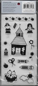 HEIDI GRACE cling mounted rubber stamp set SCHOOL Boy Girl Crayons - Picture 1 of 1