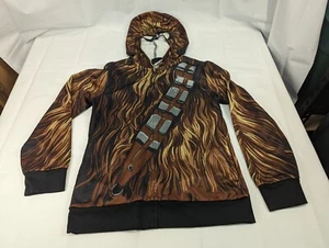 DISNEY Boys Size M Chewy Character Star Wars Zip Up Brown Hooded Jacket - Picture 1 of 4