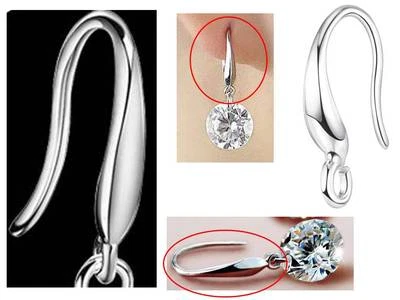 925 Stamped Seed Shape Silver Earring Fish Hooks Ear Wires Findings