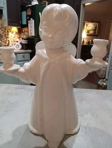 Vintage White Ceramic Christmas Angel Two Taper Candle Candleholder Mid Century  - Picture 1 of 3