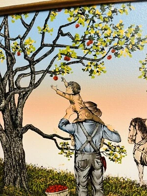 H. HARGROVE OIL PAINTING ON CANVAS ~”APPLE PICKING “ - Image 1 of 4