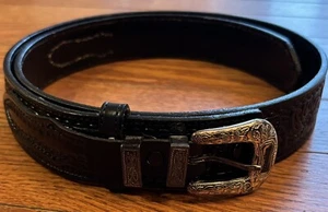 Cinturón De Colección Nocona Cuero Para Hombre Repujado Floral Tooled Hebilla Grabada Negro Talla 38 - Imagen 1 de 11