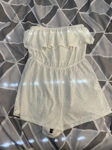 new look, white, playsuit, used, summer wear, see through, beach wear - Picture 1 of 10