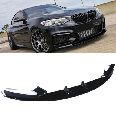 For 14-21 BMW F22 2 Series M Sport Front Bumper Lip Splitter Spoiler Gloss Black Foto 1 de 4