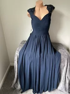 JJ's House Maxi Dress Floor-Length Mother of Bride 10 M (s) Navy Lace Bridesmaid - Picture 1 of 21