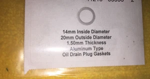 Mazda Aluminum Oil Drain Plug Gasket 9956-41-400 10 pack - Foto 1 di 2
