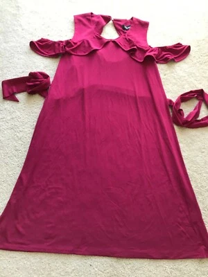 NEW NWT Ivanka Trump cold shoulder dress sleeveless XL XLARGE  wine color belt - Image 1 of 4