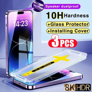 3Pcs 8K High End Easy Installation Tempered Glass For iPhone 15 13 12 11 14 Pro - Afbeelding 1 van 43