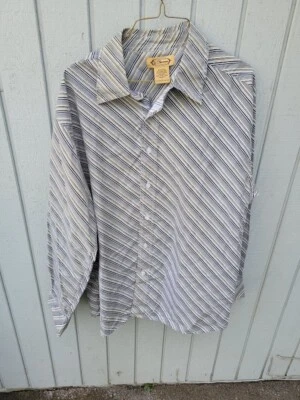 Мужская Y хром белый/черный в полоску длинным рукавом на пуговицах платье рубашка размер большой - Изображение 1 из 4