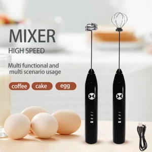 Handheld Milk Frother 3-Speed USB Rechargeable Coffee Foam Mixer - Picture 1 of 16