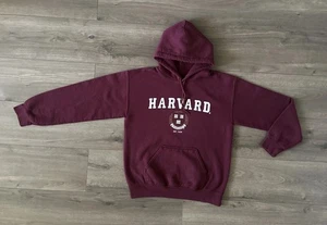 Vintage Champion Harvard Law School Grafikdruck Hoodie Herren Small Burgund - Bild 1 von 19