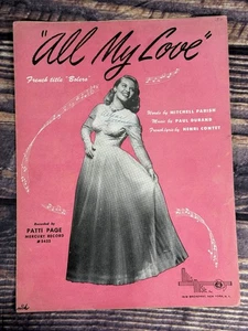 Vintage 1949 Patti Page "All My Love" Noten - Bild 1 von 2