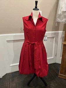 SAMUEL DONG TIE FRONT SLEEVELES BUBBLE HAM DRESS Large - Picture 1 of 7