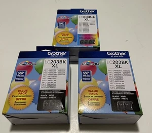 Kolorowe wkłady atramentowe Brother LC203BL XL czarne LC203CL partia - Zdjęcie 1 z 5