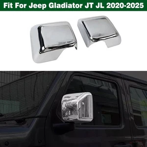 Pair Front Side Mirror Covers Trims For Jeep Gladiator JT Wrangler JL 2018-2025 - Picture 1 of 13