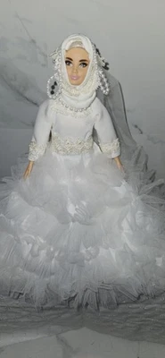Handmade Indian Muslim Islamic  Caribbean Cultural Hijab Barbie Doll Bride OOAK - Image 1 of 4