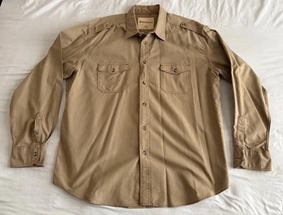 Camisa Ruff Tallada Para Hombres Abotonada Militar Bronceada 2XL Pit To Pit 27.5", Longitud 33 pulgadas Foto 1 de 4
