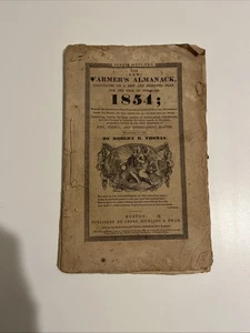 Antique Farmer's Almanack 1854 Robert Thomas, Boston - Picture 1 of 6