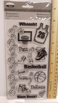 Неиспользованный набор прозрачных зажимных марок The Paper Company Studio для баскетбола новый в упаковке - Изображение 1 из 4