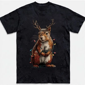 Divertida Camiseta Navidad Ardilla Reno Cuernos Luces Animal Regalo Sudadera - Imagen 1 de 24
