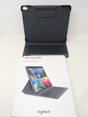 Logitech Slim Folio Pro Case Integrated Bluetooth Keyboard iPad Pro 12.9in Black - Image 1 of 4