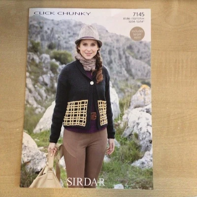 Sirdar Click Chunky Boxy Jacket Knitting Pattern Sizes 32-54” 7145 - Image 1 of 3