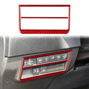 Red Headlight Switch Button Carbon Fiber Sticker For Toyota Tundra 2022-2024 - Picture 1 of 10