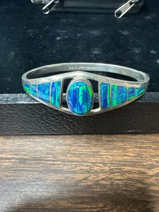 Pulsera mexicana de ópalo y plata 950 - Imagen 1 de 5