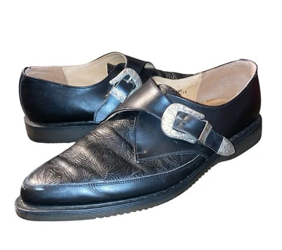 Dr Martens Martel Monk Strap Creeper Shoe Mens US 12 Embossed Black Leather - Image 1 of 4